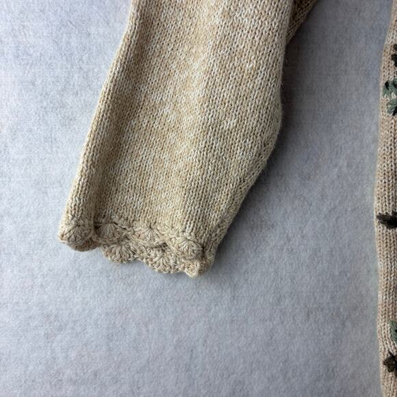 Vintage Milano Design Group Knit Embroidered Floral Vines Diamond Sweater Medium - Picture 3 of 11